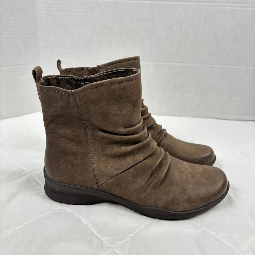Earth Origins Leather Slouch Ankle Boots Brown Comfort Zip Womens 8 - Picture 13 of 13